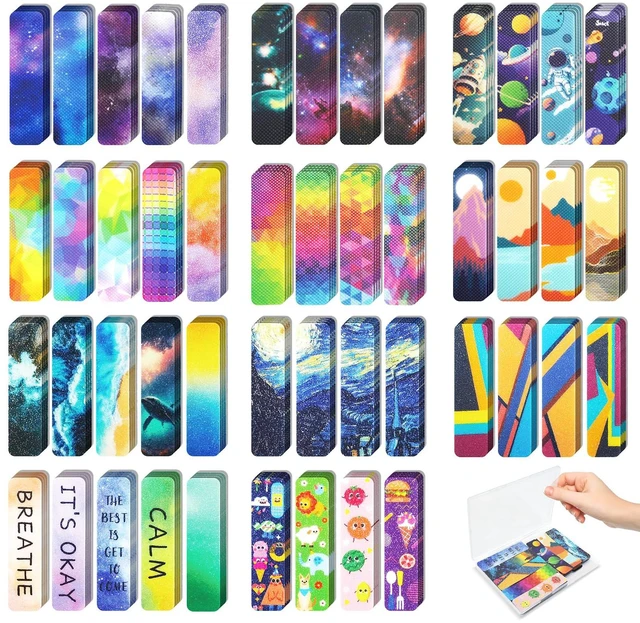 Main image of 96 Pieces Unique Sensory Stickers for Anxiety Relief - Sensory Strips with Storage Box - 2 Textured Surface Fidget Strips for Office & Classroom Desk - Relieve Adult & Teen Stress