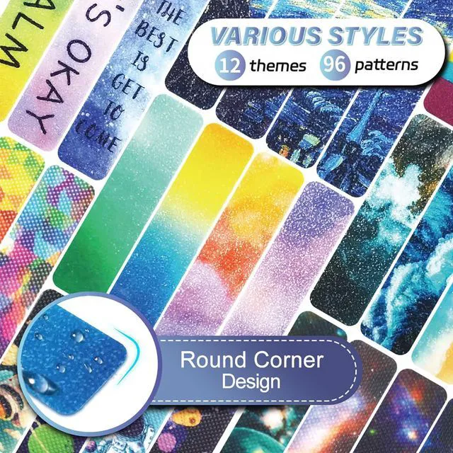 Alt view image 3 of 6 - 96 Pieces Unique Sensory Stickers for Anxiety Relief - Sensory Strips with Storage Box - 2 Textured Surface Fidget Strips for Office & Classroom Desk - Relieve Adult & Teen Stress