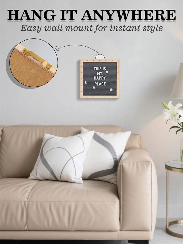 Alt view image 7 of 7 - 10"×10" Felt Letter Board with LED Lights & Stand, First Day of School Sign Wall/Desk Display, 450-Letter, Message Custom Signs Poster Board, Baby/Pregnancy Announcement/Classroom/Birthday Decor, Gray