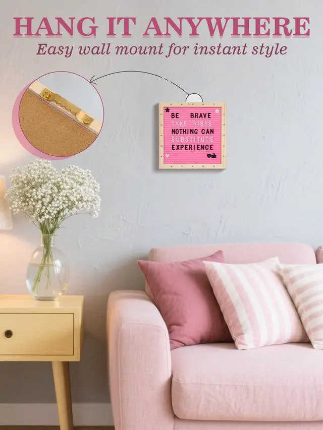Alt view image 7 of 7 - 10"×10" Felt Letter Board with LED Lights & Stand, First Day of School Sign Wall/Desk Display, 450-Letter, Message Custom Signs Poster Board, Baby/Pregnancy Announcement/Birthday Decorations, Pink