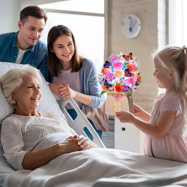 Alt view image 5 of 6 - Thank You Greeting Card, BEST WISH, GET WELL SOON, LIGHT&MUSIC Pop Up Card DIY Pop Up Cards, I LOVE YOU, 10'' Lily and Butterflies Flower Bouquet 3D Greeting Cards for Women Wife Mom Sister Friend