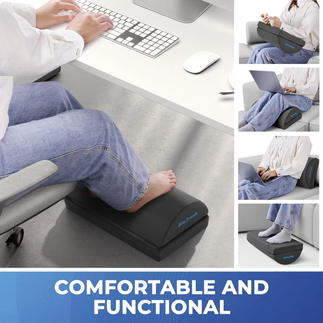 Alt view image 6 of 7 - Foot Rest Under Desk, Foot Stool with 2 Adjustable Heights Comfortable Footrest with Washable Cover for Car,Home and Office to Relieve Back,Lumbar,Knee Pain(Large, Gray)