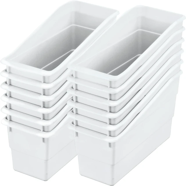 Main image of Durable Book & Binder Holders, 12-Pack, White Ideal for Narrow or Vertical Storage Needs, Book, Magazine, File Folder, & Binder Holders, Classroom Organization Made Easy