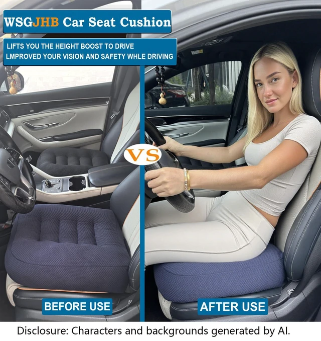 Alt view image 6 of 7 - Car Booster Seat Cushion Posture Cushion for Long Sitting Portable Breathable Mesh, Effectively Increase The Field of View Ideal for Office, Home, Car Angle Lift Seat Cushions,Black