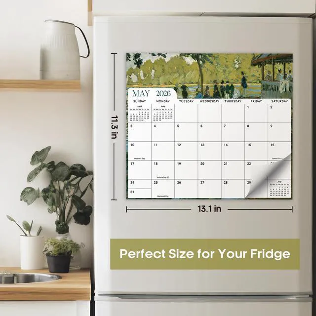 Alt view image 2 of 7 - 2026-2027 Magnetic Calendar for Refrigerator, Apr 2026-Dec 2027 21-Month Fridge Calendar 2026-2027 for Home Planning, Scheduling and Easy Organization, Monet