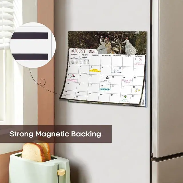Alt view image 4 of 7 - 2026-2027 Magnetic Calendar for Refrigerator, Apr 2026-Dec 2027 21-Month Fridge Calendar 2026-2027 for Home Planning, Scheduling and Easy Organization, Monet