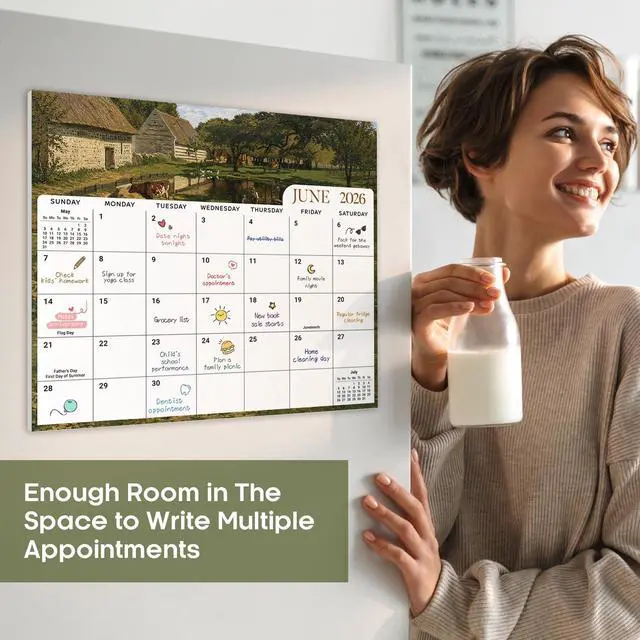 Alt view image 3 of 7 - 2026-2027 Magnetic Calendar for Refrigerator, Apr 2026-Dec 2027 21-Month Fridge Calendar 2026-2027 for Home Planning, Scheduling and Easy Organization, Monet