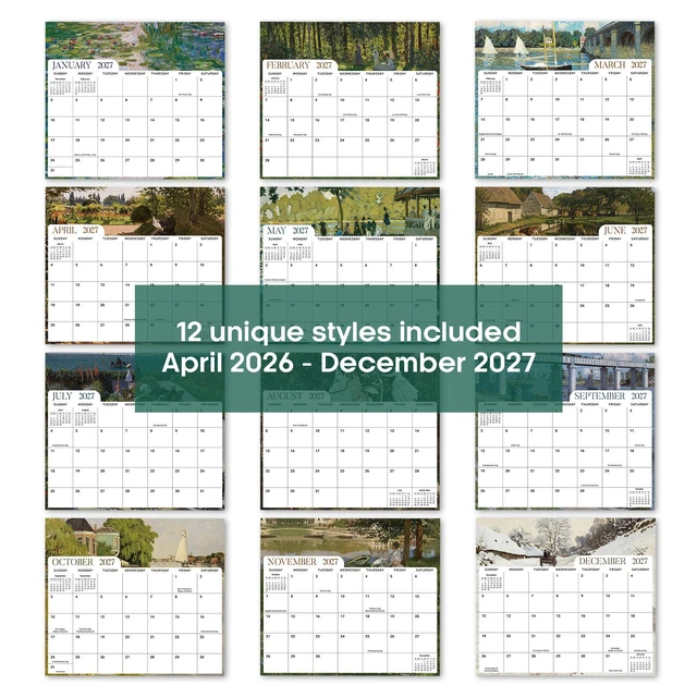 Alt view image 6 of 7 - 2026-2027 Magnetic Calendar for Refrigerator, Apr 2026-Dec 2027 21-Month Fridge Calendar 2026-2027 for Home Planning, Scheduling and Easy Organization, Monet