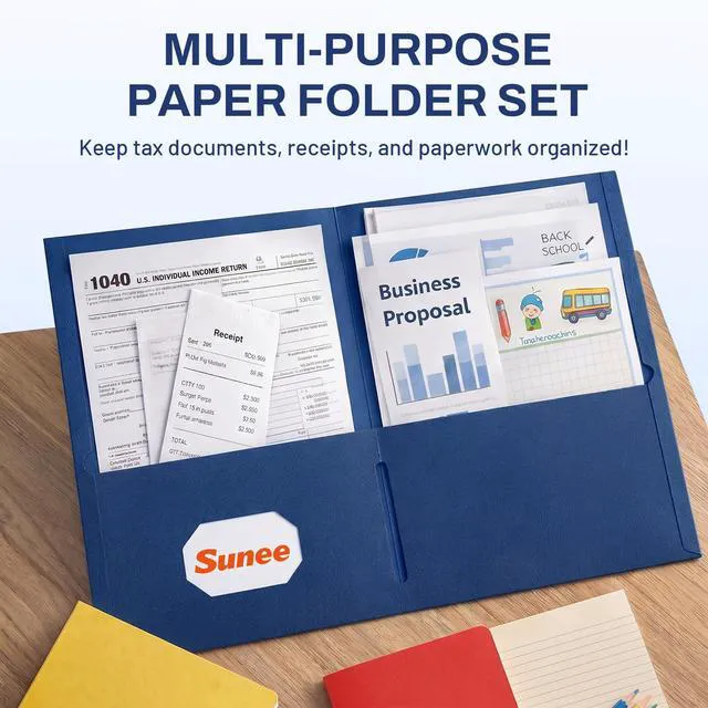 Alt view image 2 of 7 - Folders with Pockets(125 Pack, Navy Blue), 2 Pocket Folders Fit Letter Size Paper, Paper File Folder for School Office Home Business