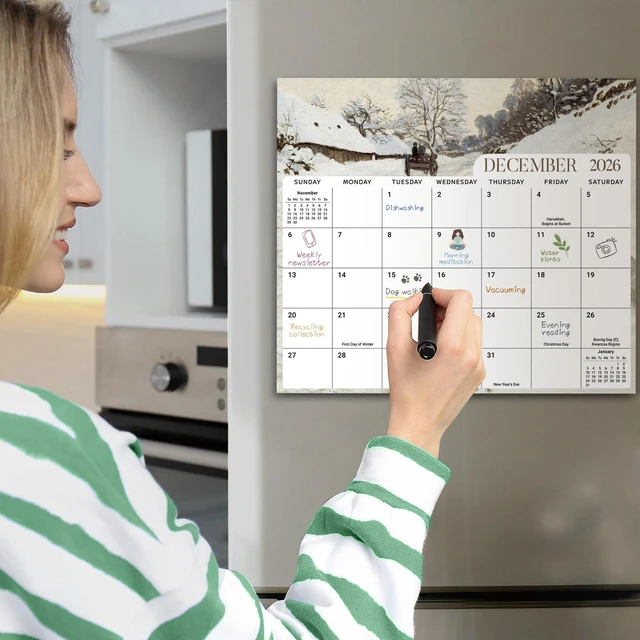 Alt view image 7 of 7 - 2026-2027 Magnetic Calendar for Refrigerator, Apr 2026-Dec 2027 21-Month Fridge Calendar 2026-2027 for Home Planning, Scheduling and Easy Organization, Monet