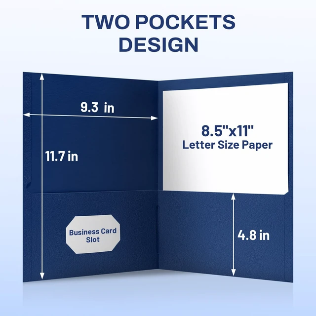 Alt view image 4 of 7 - Folders with Pockets(125 Pack, Navy Blue), 2 Pocket Folders Fit Letter Size Paper, Paper File Folder for School Office Home Business