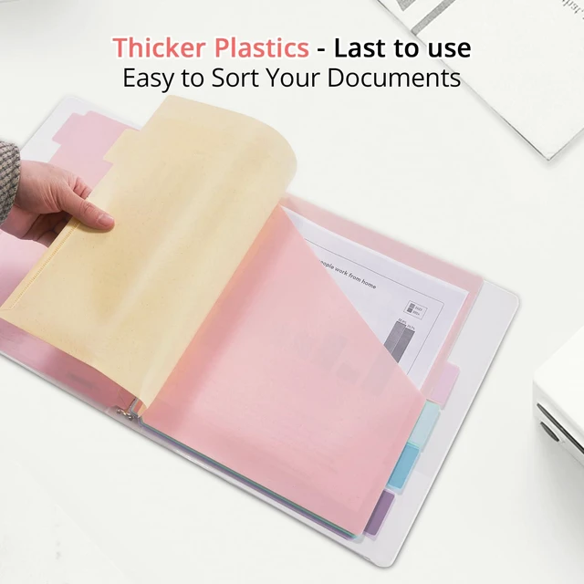 Alt view image 5 of 7 - Bundle 10 Packs 6-Tab Letter Size Dividers for 3 Ring Binder, 60 Counts Wheat Straw Binder Dividers with One Pocket, 6 Pastel Colors, Perfect for School, Office Supplies (10)