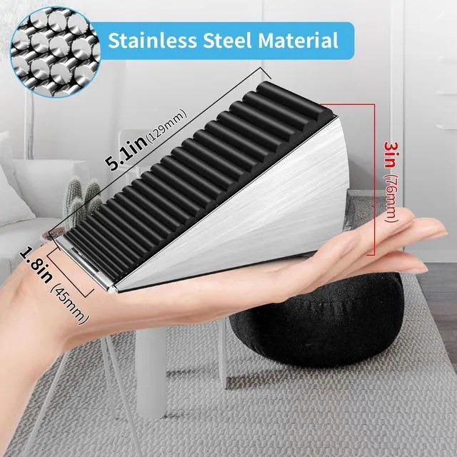 Alt view image 4 of 7 - Door Stoppers for Bottom of Door-Large Heavy Duty Door Stop Wedge 3'' High Adjustable Spring Metal Tall Doorstop, Strongest Rubber Grip, Suits Carpet, Tile, Home, School +2 Wall Protector
