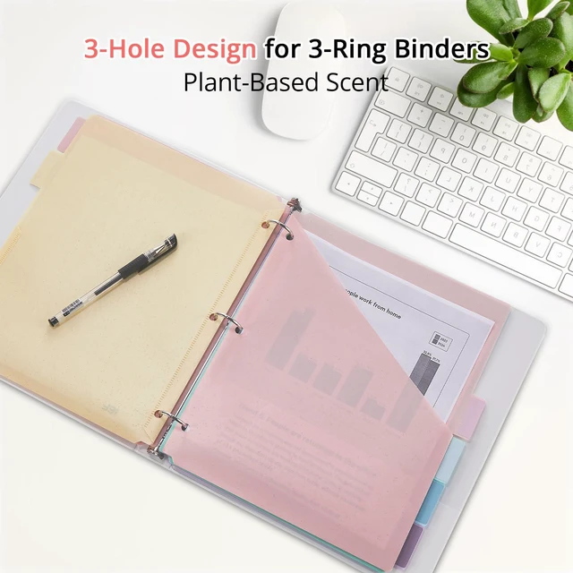 Alt view image 6 of 7 - Bundle 10 Packs 6-Tab Letter Size Dividers for 3 Ring Binder, 60 Counts Wheat Straw Binder Dividers with One Pocket, 6 Pastel Colors, Perfect for School, Office Supplies (10)