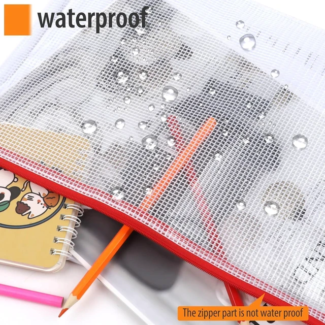 Alt view image 4 of 7 - 20PCS Mesh Zipper Pouch Bags, A4 13x9 Inches Waterproof Mesh Bags with Zipper, Plastic Zipper Pouch for Organizing, Mesh Bag for Travel Storage, 8 Colors Assortment