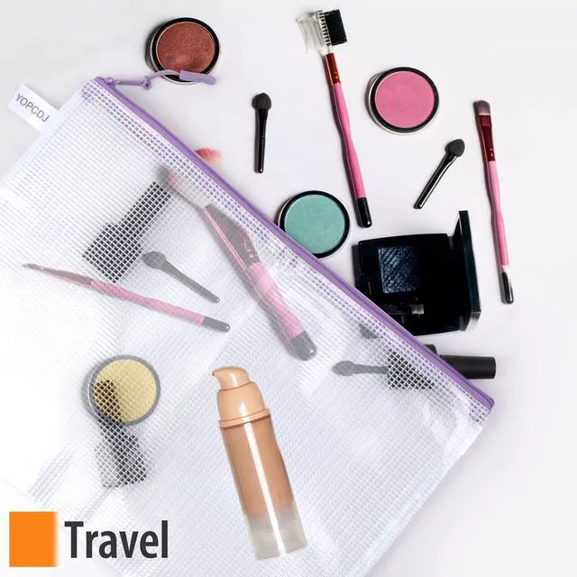Alt view image 6 of 7 - 20PCS Mesh Zipper Pouch Bags, A4 13x9 Inches Waterproof Mesh Bags with Zipper, Plastic Zipper Pouch for Organizing, Mesh Bag for Travel Storage, 8 Colors Assortment