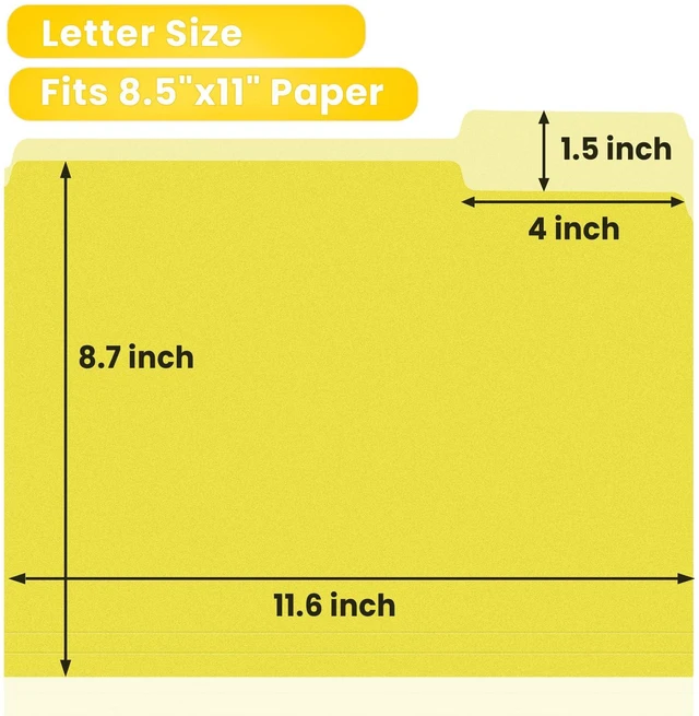 Alt view image 3 of 7 - File Folders, 120 Pack Manilla Folders 8.5 x 11, Colored File Folders Home Office School Supplies for Documents Files Paper, Yellow