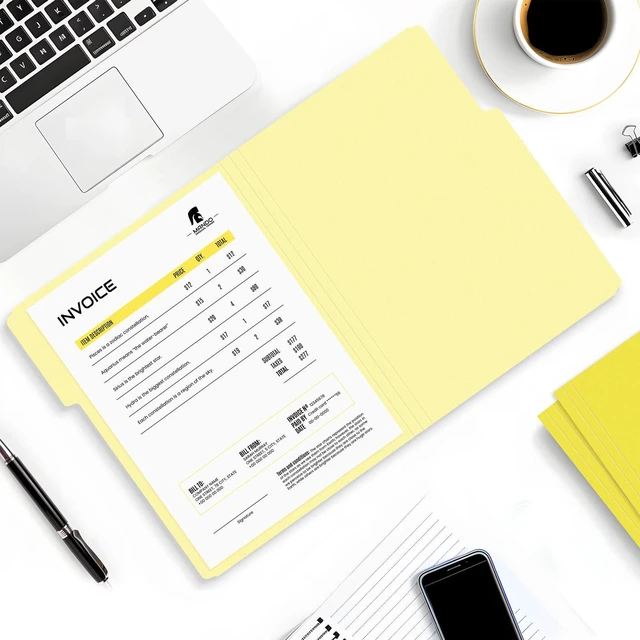 Alt view image 5 of 7 - File Folders, 120 Pack Manilla Folders 8.5 x 11, Colored File Folders Home Office School Supplies for Documents Files Paper, Yellow