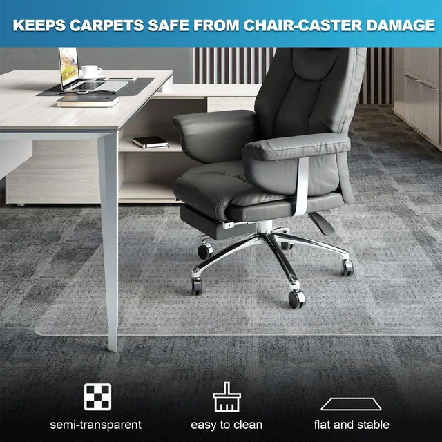 Alt view image 3 of 7 - Thickened Chair Mat for Carpet - 47X 35.5 Heavy Duty Office Chair Mat for Low-Pile Carpeted Floors. Carpet Protector for Office Computer Desk Chair. Easy Rolling, Clear