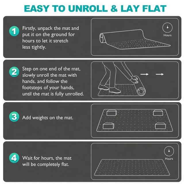 Alt view image 7 of 7 - Thickened Chair Mat for Carpet - 47X 35.5 Heavy Duty Office Chair Mat for Low-Pile Carpeted Floors. Carpet Protector for Office Computer Desk Chair. Easy Rolling, Clear