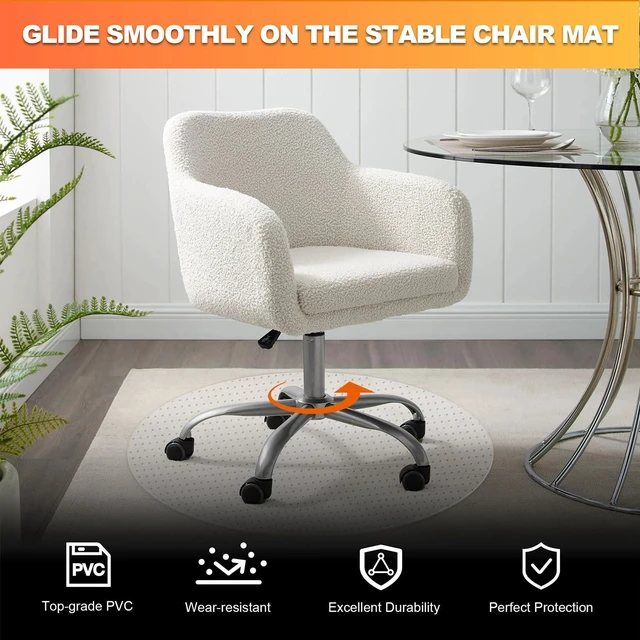 Alt view image 3 of 7 - Chair Mat for Carpet- Low Pile (1/4" Thick) Carpet Protector for Office Gaming Computer Desk Chair. Heavy Duty Desk Chair Mat for Carpeted Floors, Semi Transparent (Round-39in)