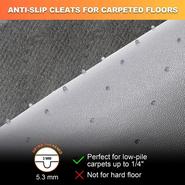 Alt view image 7 of 7 - Chair Mat for Carpet- Low Pile (1/4" Thick) Carpet Protector for Office Gaming Computer Desk Chair. Heavy Duty Desk Chair Mat for Carpeted Floors, Semi Transparent (Round-39in)