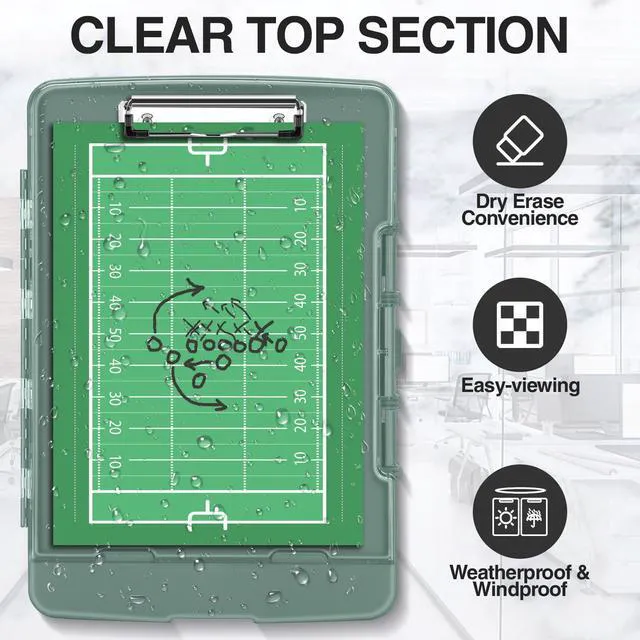 Alt view image 3 of 7 - Original Clipboard with Dual Storage, Heavy Duty Clip Boards 8.5x11 Dual Compartment, Clearview, Dry Erase, High Capacity, Real Hinge, High Capacity, Pen Holder, Coach School & Office Supplies