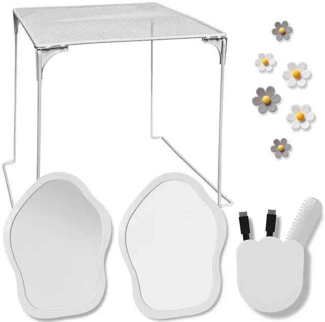 Main image of 13 pcs Girls Locker Accessories, Locker Decorations Including Mirrors, whiteboards, Magnets and organizing Supplies. Ideal for Back-to-School Essentials and The Office (13 pcs-Light Gray)