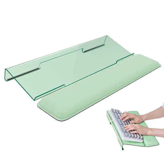 Main image of Computer Keyboard Wrist Rest, Keyboard Riser Stand for Desktop Green, Ergonomic Acrylic Keyboard Holder, Non-slip Wrist Pad, Pain Relief for Typing, Multiple Colors