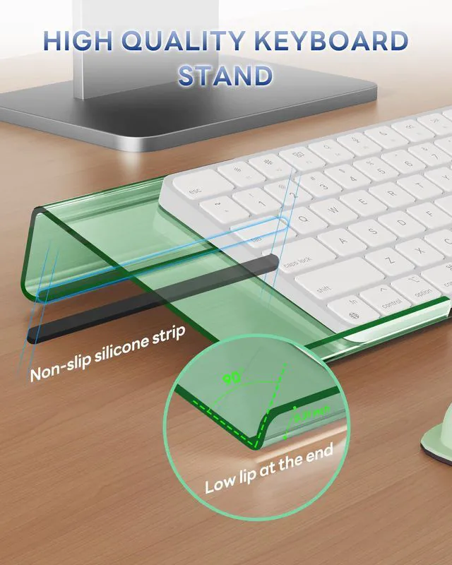 Alt view image 3 of 6 - Computer Keyboard Wrist Rest, Keyboard Riser Stand for Desktop Green, Ergonomic Acrylic Keyboard Holder, Non-slip Wrist Pad, Pain Relief for Typing, Multiple Colors