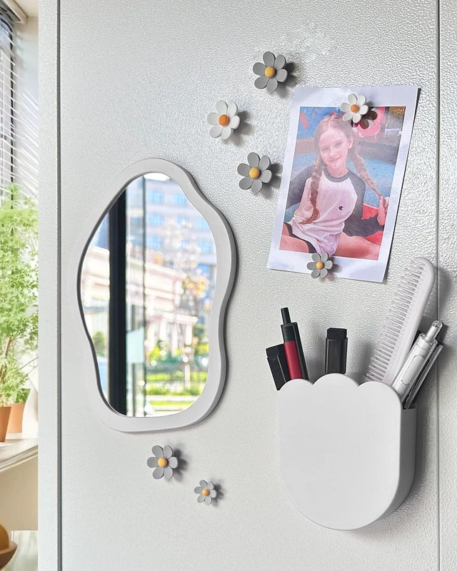Alt view image 4 of 6 - 13 pcs Girls Locker Accessories, Locker Decorations Including Mirrors, whiteboards, Magnets and organizing Supplies. Ideal for Back-to-School Essentials and The Office (13 pcs-Light Gray)