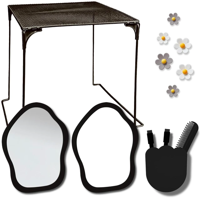 Main image of 13 pcs Girls Locker Accessories, Locker Decorations Including Mirrors, whiteboards, Magnets and organizing Supplies. Ideal for Back-to-School Essentials and The Office (13 pcs-Black)