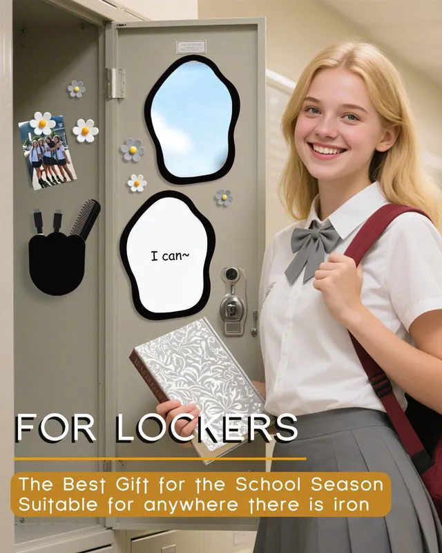 Alt view image 3 of 7 - 13 pcs Girls Locker Accessories, Locker Decorations Including Mirrors, whiteboards, Magnets and organizing Supplies. Ideal for Back-to-School Essentials and The Office (13 pcs-Black)