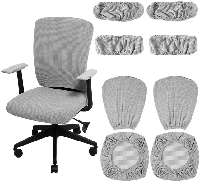 Main image of 8 Pcs Office Chair Covers Stretchable Armrest Seat,XL,Silver Grey Universal Fit Office Desk Chairs, Protective Seat Backrest Slipcovers, Stretchable Prevent Wear, Easy Install for Rotating