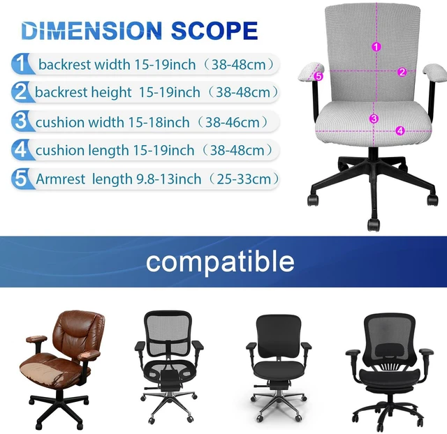 Alt view image 2 of 7 - 8 Pcs Office Chair Covers Stretchable Armrest Seat,XL,Silver Grey Universal Fit Office Desk Chairs, Protective Seat Backrest Slipcovers, Stretchable Prevent Wear, Easy Install for Rotating