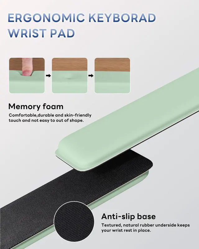 Alt view image 4 of 6 - Computer Keyboard Wrist Rest, Keyboard Riser Stand for Desktop Green, Ergonomic Acrylic Keyboard Holder, Non-slip Wrist Pad, Pain Relief for Typing, Multiple Colors