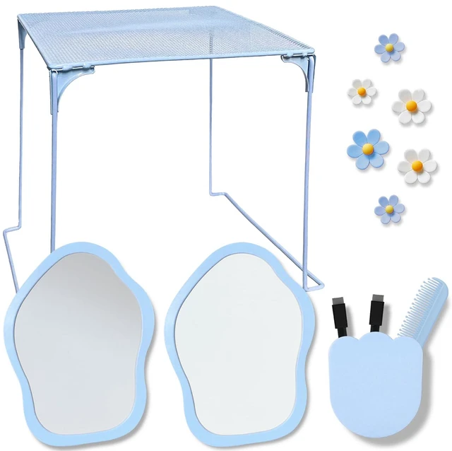 Main image of 13 pcs Girls Blue Locker Accessories, Locker Decorations Including Mirrors, whiteboards, Magnets and organizing Supplies. Ideal for Back-to-School Essentials and The Office (13 pcs-Blue)