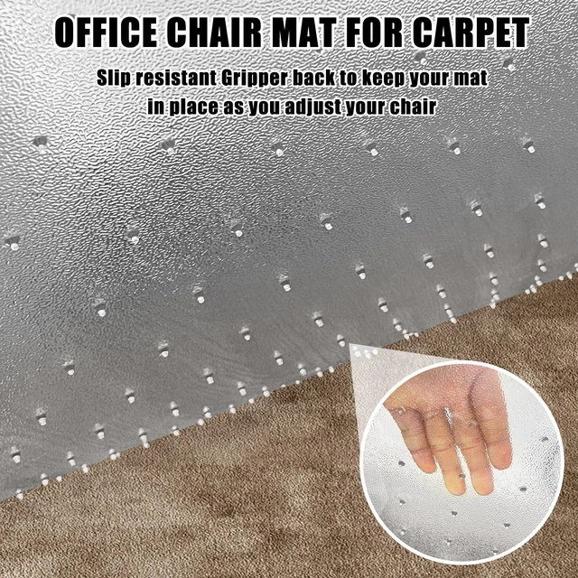 Alt view image 2 of 7 - Chair Mat for Carpeted Floor,48''×36'' PVC Carpet Protector for Low Pile Carpets Heavy Duty Effective Grip Anti-Slip,Won't Crack,Easy to Clean for Office and Home