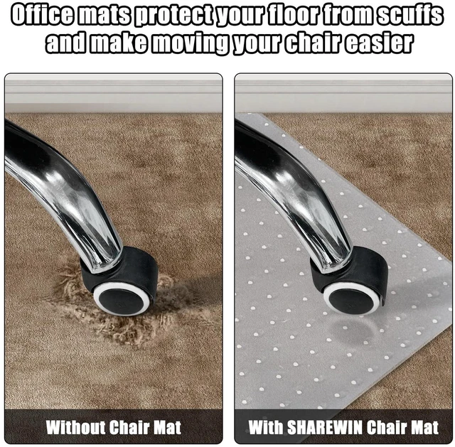 Alt view image 3 of 7 - Chair Mat for Carpeted Floor,48''×36'' PVC Carpet Protector for Low Pile Carpets Heavy Duty Effective Grip Anti-Slip,Won't Crack,Easy to Clean for Office and Home