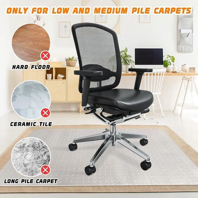 Alt view image 4 of 7 - Chair Mat for Carpeted Floor,48''×36'' PVC Carpet Protector for Low Pile Carpets Heavy Duty Effective Grip Anti-Slip,Won't Crack,Easy to Clean for Office and Home