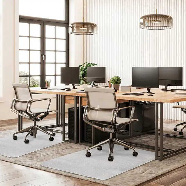 Alt view image 5 of 7 - Chair Mat for Carpeted Floor,48''×36'' PVC Carpet Protector for Low Pile Carpets Heavy Duty Effective Grip Anti-Slip,Won't Crack,Easy to Clean for Office and Home