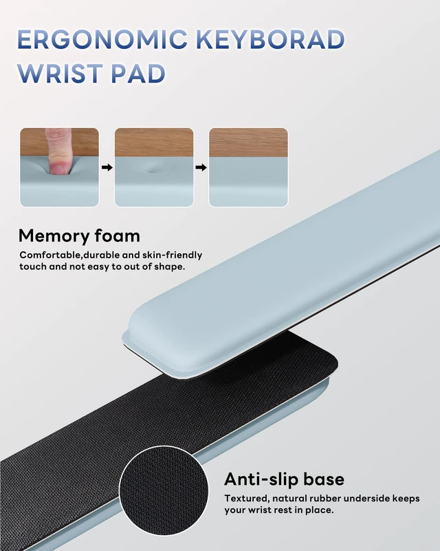 Alt view image 5 of 7 - Computer Keyboard Wrist Rest, Keyboard Riser Stand for Desktop Blue, Ergonomic Acrylic Keyboard Holder, Non-slip Wrist Pad, Pain Relief for Typing, Multiple Colors