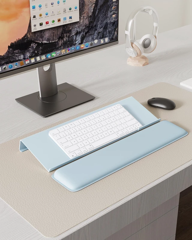Alt view image 7 of 7 - Computer Keyboard Wrist Rest, Keyboard Riser Stand for Desktop Blue, Ergonomic Acrylic Keyboard Holder, Non-slip Wrist Pad, Pain Relief for Typing, Multiple Colors