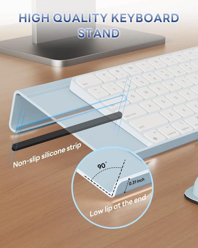 Alt view image 4 of 7 - Computer Keyboard Wrist Rest, Keyboard Riser Stand for Desktop Blue, Ergonomic Acrylic Keyboard Holder, Non-slip Wrist Pad, Pain Relief for Typing, Multiple Colors