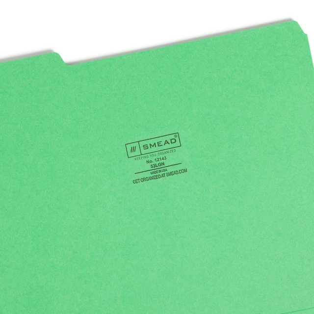 Alt view image 3 of 7 - Standard File Folders, 100 Count, Green, 1/3-Cut Tabs, Letter Size (12143)