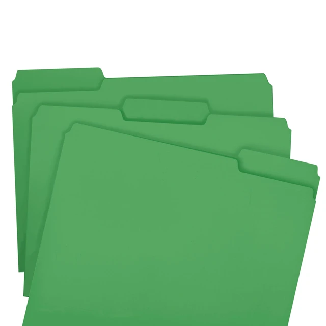 Alt view image 4 of 7 - Standard File Folders, 100 Count, Green, 1/3-Cut Tabs, Letter Size (12143)