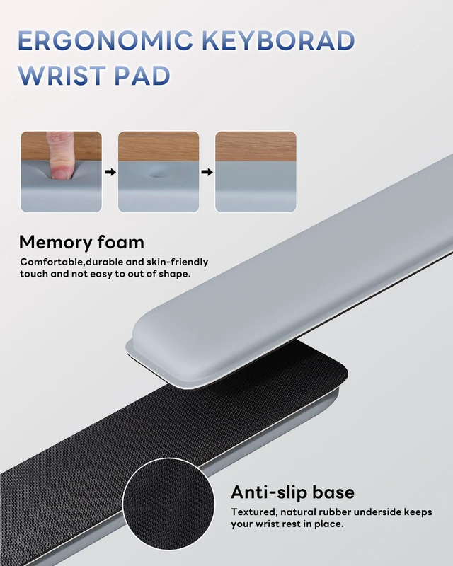 Alt view image 5 of 7 - Computer Keyboard Wrist Rest, Keyboard Riser Stand for Desktop Gray, Ergonomic Acrylic Keyboard Holder, Non-slip Wrist Pad, Pain Relief for Typing, Multiple Colors