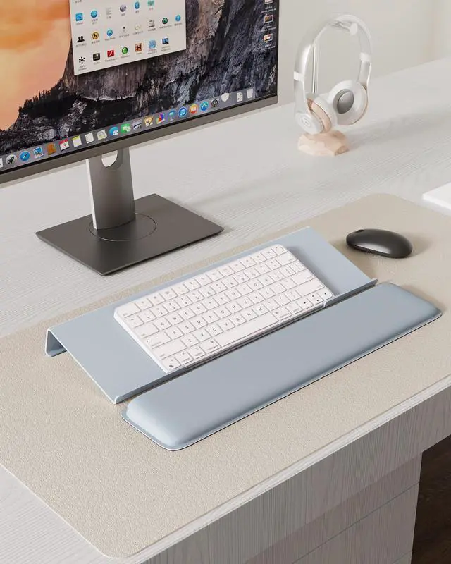 Alt view image 7 of 7 - Computer Keyboard Wrist Rest, Keyboard Riser Stand for Desktop Gray, Ergonomic Acrylic Keyboard Holder, Non-slip Wrist Pad, Pain Relief for Typing, Multiple Colors