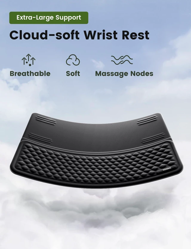 Alt view image 7 of 7 - Extra-Large Wrist Rest with Keyboard Stand, Ergonomic Wrist Support Pad, Soft Memory Foam Wrist Cushion for Mechanical 100% Full-Size Keyboard, Carpal Tunnel Pain Relief, Black
