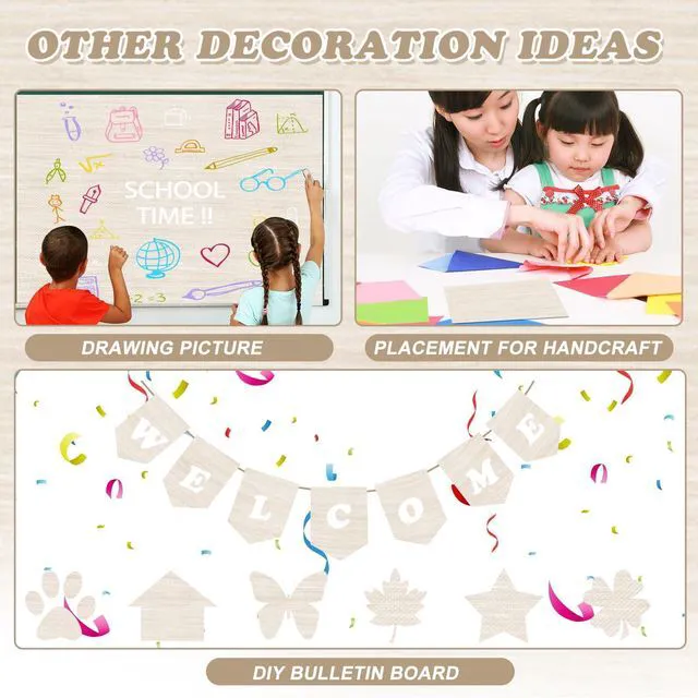 Alt view image 5 of 7 - White Shiplap Bulletin Board Paper Roll,14.8FTx47IN Large Reusable Waterproof Erasable Classroom Wall Background Backdrop, Fade-Resistant Fabric Wrapping Paper School Decors Teacher Supplies